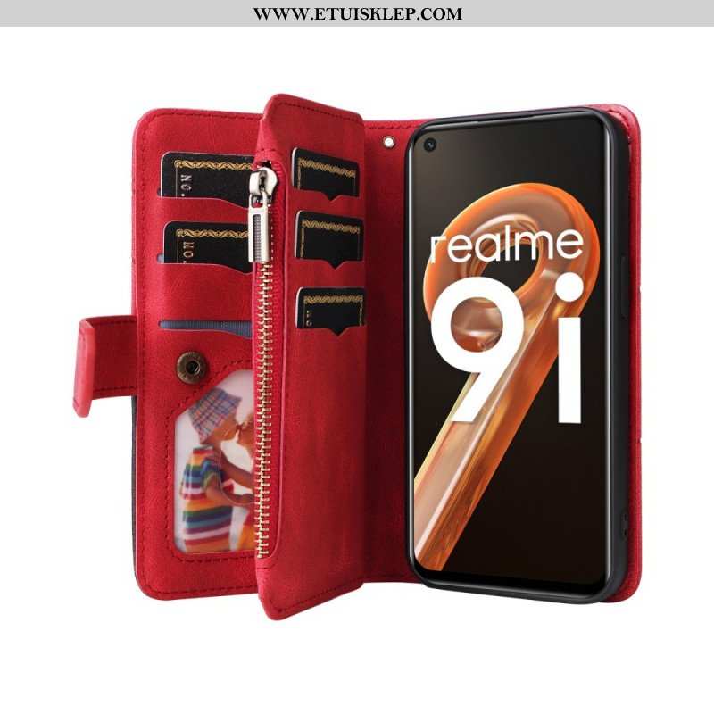 Etui Folio do Realme 9i z Łańcuch Portfel Z Paskiem W Podszewkę